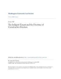 The Indigent Tenant and the Doctrine of Constructive Eviction, 1968 Wash