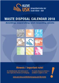 WASTE DISPOSAL CALENDAR 2018 Avoiding, Separating and Recycling Waste
