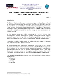 Air Traffic Management for Tiltrotors Questions and Answers