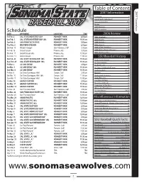 BASEBALL 2007 Roster 5 2007 Preview 6 Schedule 2007 Seawolves 7-14 DATE OPPONENT LOCATION TIME 2006 Review Fri-Feb