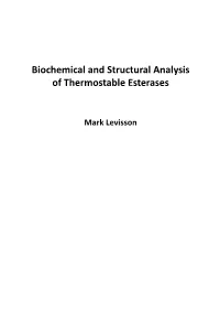 Biochemical and Structural Analysis of Thermostable Esterases