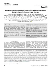 Cell-Based Analysis of CAD Variants Identifies Individuals Likely to Benefit from Uridine Therapy