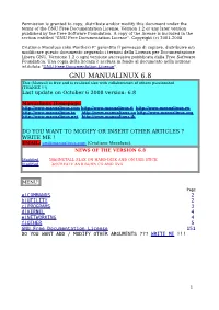 GNU MANUALINUX 6.8 This (Manual) Is Free and Is Realized Also with Collaboration of Others Passionated (THANKS !!!)