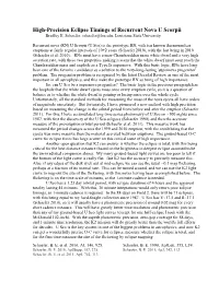 High-Precision Eclipse Timings of Recurrent Nova U Scorpii Bradley E