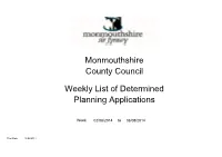 Weekly List of Determined Planning Applications