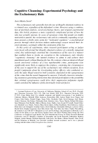 Cognitive Cleansing: Experimental Psychology and the Exclusionary Rule