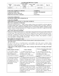 COURSE DESCRIPTION (C Group) Course Volume Course Course Valid Course Group in ECTS Course Valid to Reg