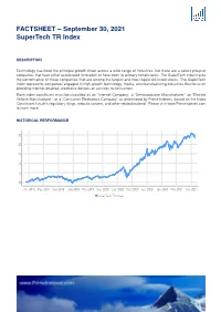 FACTSHEET – September 03, 2021 Supertech TR Index