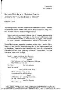 Herman Melville and Christian Grabbe: a Source for ''The Godhead Is Broken"