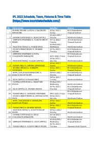 IPL 2022 Schedule, Team, Fixtures & Time Table (