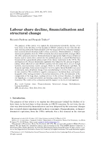 Labour Share Decline, Financialisation and Structural Change