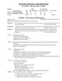TEXTILE DYEING and PRINTING B.A/ B.Sc