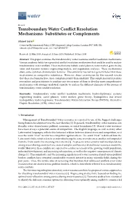 Transboundary Water Conflict Resolution Mechanisms
