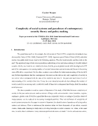 Complexity of Social Systems and Paradoxes of Contemporary Security Theory and Policy Making