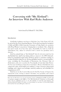 “Mr. Kirtland”: an Interview with Karl Ricks Anderson