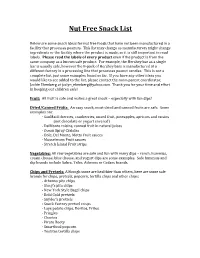 Nut Free Snack List