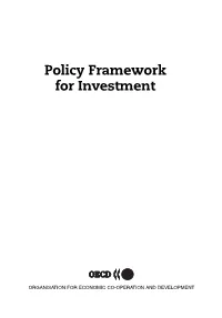 Policy Framework for Investment