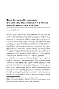 Radio Diffusion: Re-Collecting International Broadcasting in The