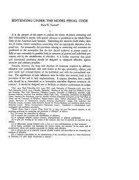 Sentencing Under the Model Penal Code