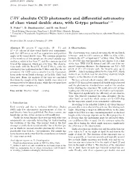 ${UBV}$ Absolute CCD Photometry and Differential Astrometry of Close