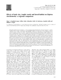 Effects of Body Size, Trophic Mode and Larval Habitat on Diptera Stoichiometry: a Regional Comparison