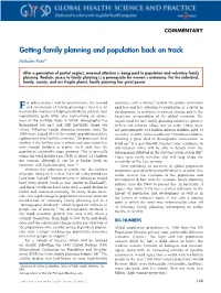 Getting Family Planning and Population Back on Track