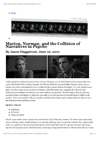 Marion, Norman, and the Collision of Narratives in Psycho | Reel 3 11/7/09 5:32 PM