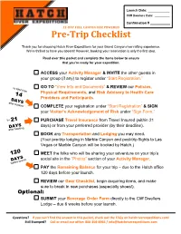 Pre-Trip Checklist