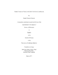 Radical Empiricist Poetics in the New York School and Beyond