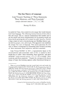 The Zen Theory of Language Linji Yixuan's Teaching Of