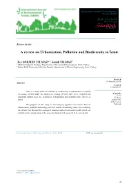 A Review on Urbanization, Pollution and Biodiversity in İzmir