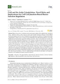 Cx43 and the Actin Cytoskeleton: Novel Roles and Implications for Cell-Cell Junction-Based Barrier Function Regulation