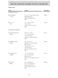 Directors, Supervisors and Parties Involved in the [Redacted]