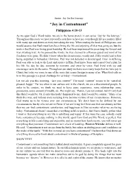 “Joy in Contentment”