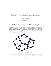 Kastelyn's Formula for Perfect Matchings