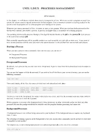 Unix / Linux Processes Management