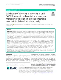 Validation of APACHE II, APACHE III and SAPS II Scores in In-Hospital