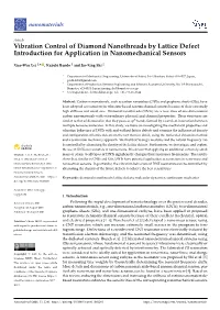 Vibration Control of Diamond Nanothreads by Lattice Defect Introduction for Application in Nanomechanical Sensors