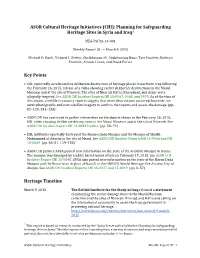 ASOR Cultural Heritage Initiatives (CHI): Planning for Safeguarding Heritage Sites in Syria and Iraq1