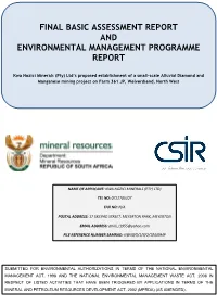 Final Basic Assessment Report and Environmental Management