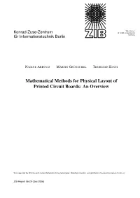 Mathematical Methods for Physical Layout of Printed Circuit Boards: an Overview