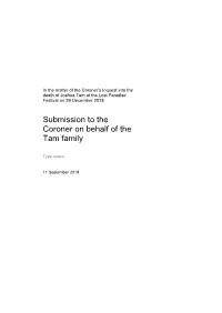 Submission to the Coroner on Behalf of the Tam Family
