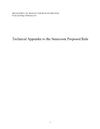 Technical Appendix to the Sunscreen Proposed Rule
