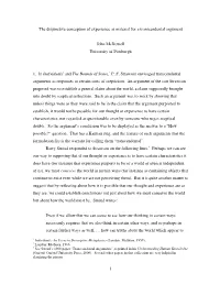 1 the Disjunctive Conception of Experience As Material for A