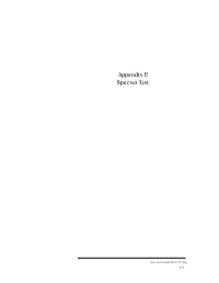 Appendix E: Species Lists