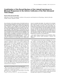Contribution of the Dorsal Nucleus of the Lateral Lemniscus to Binaural Responses in the Inferior Colliculus of the Rat: Interaural Time Delays