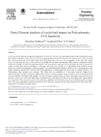Finite Element Analysis of Cricket Ball Impact on Polycarbonate-EVA