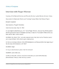 Interview with Roger Hilsman