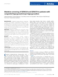 Mutation Screening of SEMA3A and SEMA7A in Patients with Congenital Hypogonadotropic Hypogonadism