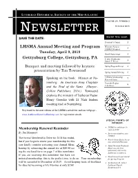 NEWSLETTER S UMMER 2018 SAVE the DATE: INSIDE THIS ISSUE: President’S Corner 2
